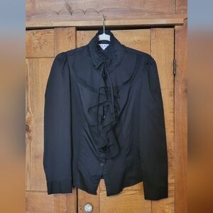 Elegant Black Ruffled Blouse
